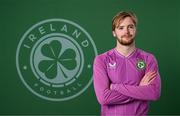 19 March 2023; Goalkeeper Caoimhin Kelleher poses for a portrait during a Republic of Ireland squad portrait session at Castleknock Hotel in Dublin. Photo by Stephen McCarthy/Sportsfile