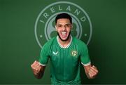 19 March 2023; Andrew Omobamidele poses for a portrait during a Republic of Ireland squad portrait session at Castleknock Hotel in Dublin. Photo by Stephen McCarthy/Sportsfile