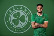 19 March 2023; Andrew Omobamidele poses for a portrait during a Republic of Ireland squad portrait session at Castleknock Hotel in Dublin. Photo by Stephen McCarthy/Sportsfile