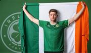 19 March 2023; Nathan Collins poses for a portrait during a Republic of Ireland squad portrait session at Castleknock Hotel in Dublin. Photo by Stephen McCarthy/Sportsfile