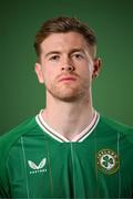 19 March 2023; Nathan Collins poses for a portrait during a Republic of Ireland squad portrait session at Castleknock Hotel in Dublin. Photo by Stephen McCarthy/Sportsfile