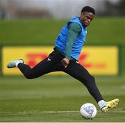 21 March 2023; Chiedozie Ogbene during a Republic of Ireland training session at the FAI National Training Centre in Abbotstown, Dublin. Photo by Stephen McCarthy/Sportsfile