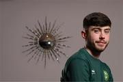 21 March 2023; Sean Roughan poses for a portrait during a Republic of Ireland U21's media conference at Carlton Hotel Blanchardstown in Dublin. Photo by Stephen McCarthy/Sportsfile