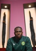 21 March 2023; Festy Ebosele poses for a portrait during a Republic of Ireland U21's media conference at Carlton Hotel Blanchardstown in Dublin. Photo by Stephen McCarthy/Sportsfile