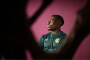 21 March 2023; Festy Ebosele poses for a portrait during a Republic of Ireland U21's media conference at Carlton Hotel Blanchardstown in Dublin. Photo by Stephen McCarthy/Sportsfile