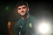 21 March 2023; Tom Cannon poses for a portrait during a Republic of Ireland U21's media conference at Carlton Hotel Blanchardstown in Dublin. Photo by Stephen McCarthy/Sportsfile