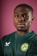 21 March 2023; Festy Ebosele poses for a portrait during a Republic of Ireland U21's media conference at Carlton Hotel Blanchardstown in Dublin. Photo by Stephen McCarthy/Sportsfile