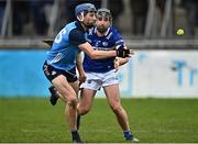 19 March 2023; Alex Considine of Dublin in action against Padraic Dunne of Laois during the Allianz Hurling League Division 1 Group B match between Dublin and Laois at Parnell Park in Dublin. Photo by Sam Barnes/Sportsfile