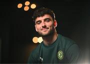 21 March 2023; Tom Cannon poses for a portrait during a Republic of Ireland U21's media conference at Carlton Hotel Blanchardstown in Dublin. Photo by Stephen McCarthy/Sportsfile