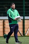 22 March 2023; Ireland head coach Mark Butler before the Under-19 Rugby International match between Ireland and Japan at Lakelands Park in Dublin. Photo by Harry Murphy/Sportsfile