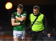 18 March 2023; Graham O'Sullivan of Kerry with team chartered physiotherapist Jimmy Galvin during the Allianz Football League Division 1 match between Kerry and Roscommon at Austin Stack Park in Tralee, Kerry. Photo by Piaras Ó Mídheach/Sportsfile