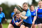 22 March 2023; Eva Cawley of Wilson Hospital, Westmeath in action against Presentation Secondary School Wexford during the Junior Final Wilson Hospital, Westmeath v Presentation Secondary School Wexford at the Leinster Rugby Girls x7s Finals Day at Cill Dara RFC in Kildare. Photo by Matt Browne/Sportsfile