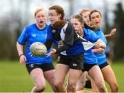 22 March 2023; Sophie Malone of Dundalk Grammer School in action against Wilson Hospital, Westmeath during Group match Wilson Hospital, Westmeath v Dundalk Grammer School at the Leinster Rugby Girls x7s Finals Day at Cill Dara RFC in Kildare. Photo by Matt Browne/Sportsfile