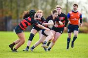 22 March 2023; Eabha Brennan of Mercy Secondary School, Kilbeggan, Co Westmeath in action against St Mary's Edenderry, Co Offaly during a senior group match between Mercy Secondary School, Kilbeggan, Co Westmeath v St Mary's Edenderry, Co Offaly at the Leinster Rugby Girls x7s Finals Day at Cill Dara RFC in Kildare. Photo by Matt Browne/Sportsfile