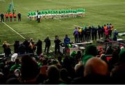 19 March 2023; Ireland players before the U20 Six Nations Rugby Championship match between Ireland and England at Musgrave Park in Cork. Photo by David Fitzgerald/Sportsfile