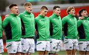 19 March 2023; Ireland players before the U20 Six Nations Rugby Championship match between Ireland and England at Musgrave Park in Cork. Photo by David Fitzgerald/Sportsfile