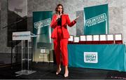 22 March 2023; MC Gráinne McElwain speaking during the Volunteers in Sport Awards at The Crowne Plaza in Blanchardstown, Dublin. Photo by Sam Barnes/Sportsfile