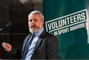 22 March 2023; Head of Sport, Louth Sports Partnership and Louth County Council, Graham Russell speaking during the Volunteers in Sport Awards at The Crowne Plaza in Blanchardstown, Dublin. Photo by Sam Barnes/Sportsfile
