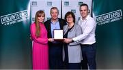 22 March 2023; Award winner Carmel O’Neill from Paulstown Boxing Club, Kilkenny, third from left, with, from left, Kilkenny Sports Partnership Represenative Nicola Keeshan, Ollie O'Neill and Darren O'Neill during the Volunteers in Sport Awards at The Crowne Plaza in Blanchardstown, Dublin. Photo by Sam Barnes/Sportsfile