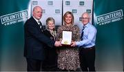 22 March 2023; Award winner Katie Speers from Ballymoney RFC, Antrim, third from left, with, from left, IRFU President John Robinson, Eithna Crawford and David Dunlop during the Volunteers in Sport Awards at The Crowne Plaza in Blanchardstown, Dublin. Photo by Sam Barnes/Sportsfile