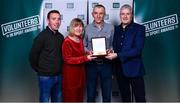 22 March 2023;  Award winner Joe Chawke from Dooneen AC, Limerick, third from left, alongside his wife Eileen Chawke, and Padraic Reale, left, and Limerick Sports Partnership Sports Coordinatior Phelim Macken during the Volunteers in Sport Awards at The Crowne Plaza in Blanchardstown, Dublin. Photo by Sam Barnes/Sportsfile