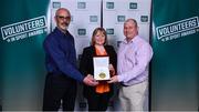 22 March 2023; Award winner Catherine Moore from Greenfields Hockey Club, Galway, alongside Councillor Gabe Connolly, left, and Galway City Sports Partnership Coordinator Jason Craughwell during the Volunteers in Sport Awards at The Crowne Plaza in Blanchardstown, Dublin. Photo by Sam Barnes/Sportsfile