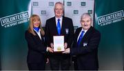 22 March 2023; Award winner Martin Shankey Smith from Naomh Conall GAA, Donegal, alongside Muriel Hegarty and Pat McGuigan during the Volunteers in Sport Awards at The Crowne Plaza in Blanchardstown, Dublin. Photo by Sam Barnes/Sportsfile