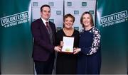 22 March 2023; Award winner Kay Curley from Sligo Tennis Club, Sligo, second from left, with from left, David Curley, and Nominator Deirde Moylan during the Volunteers in Sport Awards at The Crowne Plaza in Blanchardstown, Dublin. Photo by Sam Barnes/Sportsfile