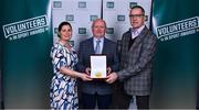 22 March 2023; Award winner Niall O’Sullivan from Clonmel Athletic Club, Tipperary, centre, alongside Sport Co-ordinator at South Tipperary Sports Partnership Valerie Connolly and John Last during the Volunteers in Sport Awards at The Crowne Plaza in Blanchardstown, Dublin. Photo by Sam Barnes/Sportsfile