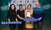 22 March 2023; Award winner Clara Clark from Cycling without Age, Dun Laoghaire, third from left, alongside from left, Dun Laoghaire Rathdown Sports Partnership Acting Sports Inclusion Disability Officer Gwen O'Looney, Fiona Doris and Pat Smith during the Volunteers in Sport Awards at The Crowne Plaza in Blanchardstown, Dublin. Photo by Sam Barnes/Sportsfile