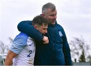 22 March 2023; Slovakia coach Stanislav Macek celebrates with Šimon Micuda after their side's victory in the UEFA European Under-19 Championship Elite Round match between Republic of Ireland and Slovakia at Ferrycarrig Park in Wexford. Photo by Piaras Ó Mídheach/Sportsfile