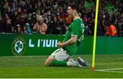 22 March 2023; Callum O’Dowda of Republic of Ireland celebrates after scoring his side's first goal during the international friendly match between Republic of Ireland and Latvia at the Aviva Stadium in Dublin. Photo by Seb Daly/Sportsfile