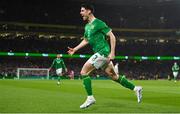 22 March 2023; Callum O’Dowda of Republic of Ireland celebrates after scoring his side's first goal during the international friendly match between Republic of Ireland and Latvia at the Aviva Stadium in Dublin. Photo by Seb Daly/Sportsfile