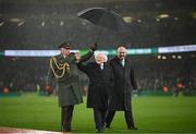 22 March 2023; President of Ireland Michael D Higgins and FAI President Gerry McAnaney before the international friendly match between Republic of Ireland and Latvia at Aviva Stadium in Dublin. Photo by Stephen McCarthy/Sportsfile