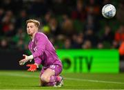 22 March 2023; Republic of Ireland goalkeeper Caoimhin Kelleher concedes his side's second goal during the international friendly match between Republic of Ireland and Latvia at Aviva Stadium in Dublin. Photo by Brendan Moran/Sportsfile