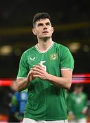 22 March 2023; John Egan of Republic of Ireland after his side's victory in the international friendly match between Republic of Ireland and Latvia at Aviva Stadium in Dublin. Photo by Stephen McCarthy/Sportsfile