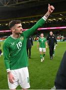 22 March 2023; Troy Parrott of Republic of Ireland after his side's victory in the international friendly match between Republic of Ireland and Latvia at Aviva Stadium in Dublin. Photo by Stephen McCarthy/Sportsfile