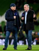 22 March 2023; RTE's Tony O'Donghue, left, and Ray Houghton before the international friendly match between Republic of Ireland and Latvia at Aviva Stadium in Dublin. Photo by Stephen McCarthy/Sportsfile