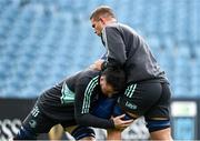 23 March 2023; Will Connors, left, and Scott Penny during a Leinster Rugby captain's run at the RDS Arena in Dublin. Photo by Harry Murphy/Sportsfile