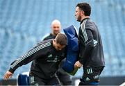 23 March 2023; Scott Penny, left, and Will Connors during a Leinster Rugby captain's run at the RDS Arena in Dublin. Photo by Harry Murphy/Sportsfile