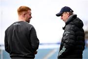 23 March 2023; Ciarán Frawley and Head coach Leo Cullen during a Leinster Rugby captain's run at the RDS Arena in Dublin. Photo by Harry Murphy/Sportsfile