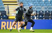 23 March 2023; Dave Kearney, right, and Michael Milne during a Leinster Rugby captain's run at the RDS Arena in Dublin. Photo by Harry Murphy/Sportsfile