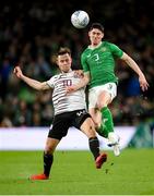 22 March 2023; Callum O’Dowda of Republic of Ireland in action against Janis Ikaunieks of Latvia during the international friendly match between Republic of Ireland and Latvia at Aviva Stadium in Dublin. Photo by Stephen McCarthy/Sportsfile