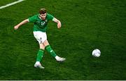 22 March 2023; Nathan Collins of Republic of Ireland during the international friendly match between Republic of Ireland and Latvia at Aviva Stadium in Dublin. Photo by Eóin Noonan/Sportsfile