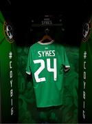 22 March 2023; The jersey of Mark Sykes hangs in the Republic of Ireland dressing room before the international friendly match between Republic of Ireland and Latvia at Aviva Stadium in Dublin. Photo by Stephen McCarthy/Sportsfile