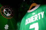 22 March 2023; The jersey of Matt Doherty hangs in the Republic of Ireland dressing room before the international friendly match between Republic of Ireland and Latvia at Aviva Stadium in Dublin. Photo by Stephen McCarthy/Sportsfile
