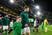 22 March 2023; Jayson Molumby of Republic of Ireland walks out before the international friendly match between Republic of Ireland and Latvia at Aviva Stadium in Dublin. Photo by Stephen McCarthy/Sportsfile