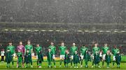 22 March 2023; Republic of Ireland players and mascots during the international friendly match between Republic of Ireland and Latvia at Aviva Stadium in Dublin. Photo by Stephen McCarthy/Sportsfile