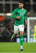 22 March 2023; Andrew Omobamidele of Republic of Ireland during the international friendly match between Republic of Ireland and Latvia at Aviva Stadium in Dublin. Photo by Michael P Ryan/Sportsfile