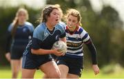 22 March 2023; Meabh Flood of Maynooth Education Campus during a senior group match between Loreto Secondary School, Navan, Co Meath v Maynooth Education Campus, Kildare at the Leinster Rugby Girls x7s Finals Day at Cill Dara RFC in Kildare. Photo by Matt Browne/Sportsfile